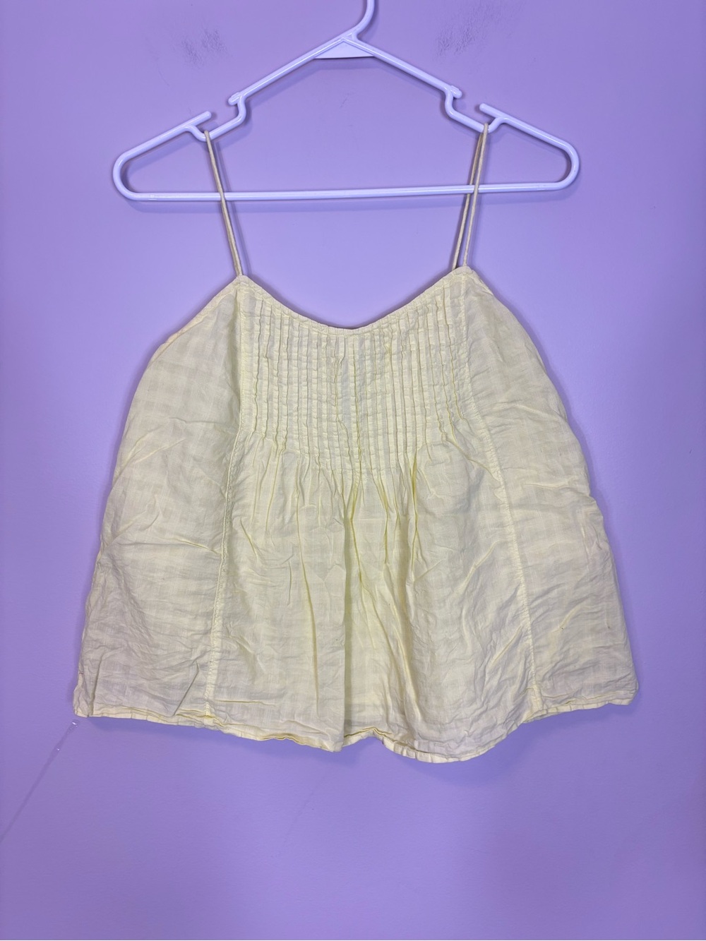 J. Crew Pale Yellow Smocked Front Spaghetti Strap Camisole 0